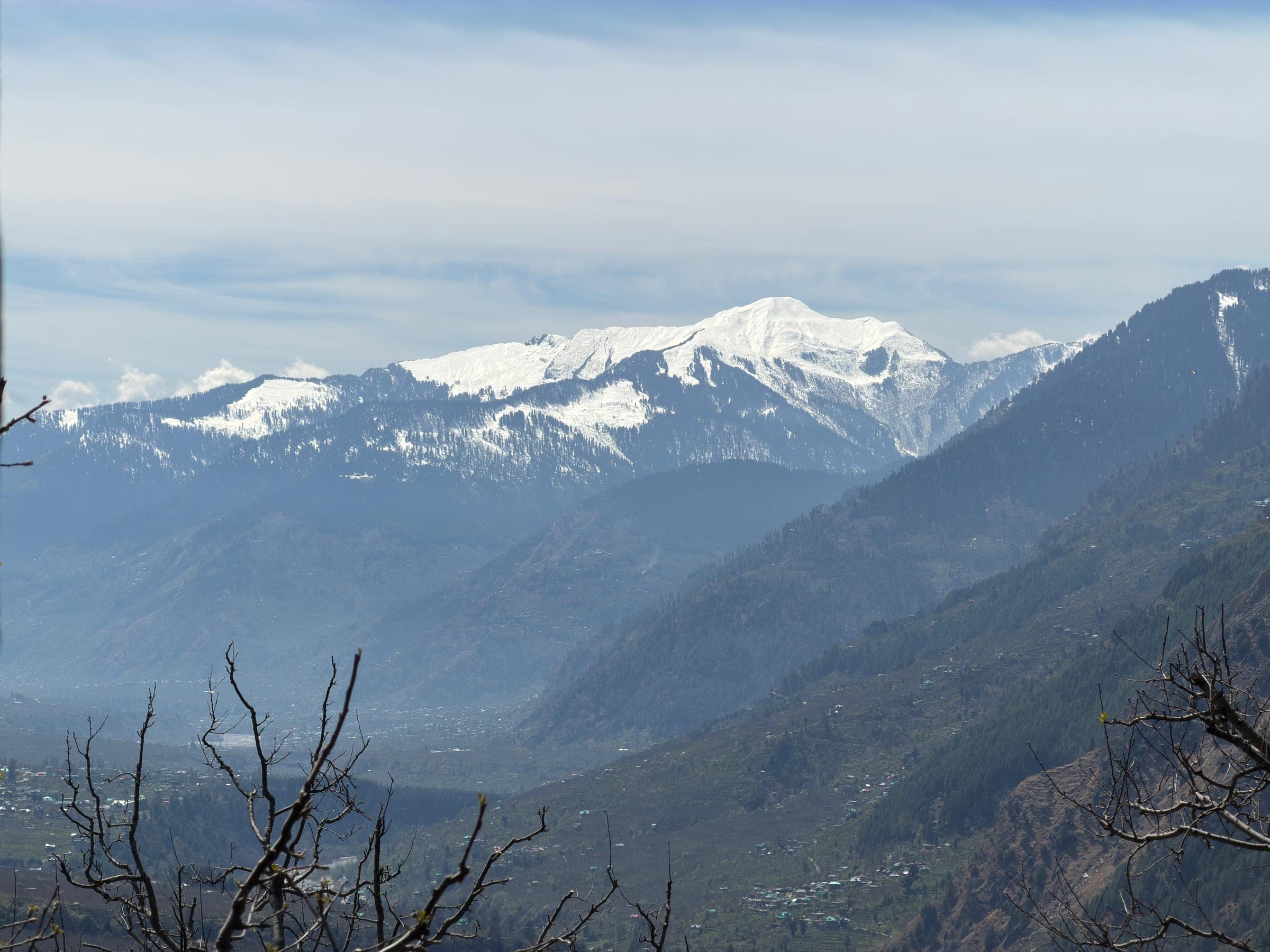 Snow-capped Himalayan peaks seen from Mountain Child Home in Jagat Sukh, Manali